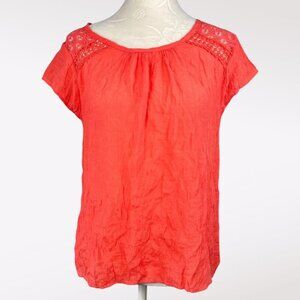 Philosophy Jr. Studio Coral Lace Crochet Top Split Back Blouse XS